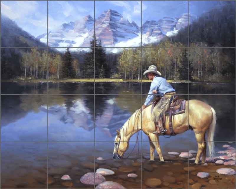 Colorado Cowboy by Jack Sorenson Ceramic Tile Mural RW-JS042