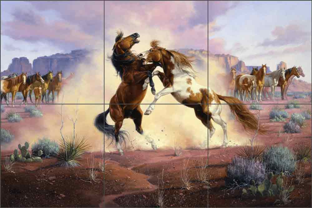 Range War by Jack Sorenson Ceramic Tile Mural RW-JS059