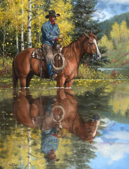 Ceramic Tile Mural Backsplash Sorenson Western Horse Southwest Art RW-JS035