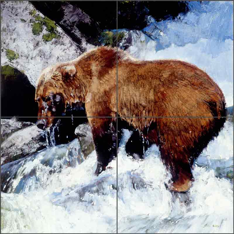 Katmai Cascade by Julie T Chapman Ceramic Tile Mural RW-JTC005