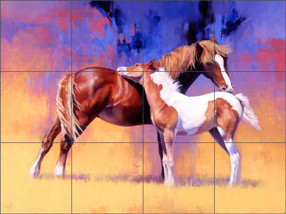 Chapman Horses Equine Glass Tile Mural 24" x 18" - RW-JTC008