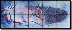 Morrow Native American Horse Tumbled Marble Tile Mural 20" x 8" - RW-KM002