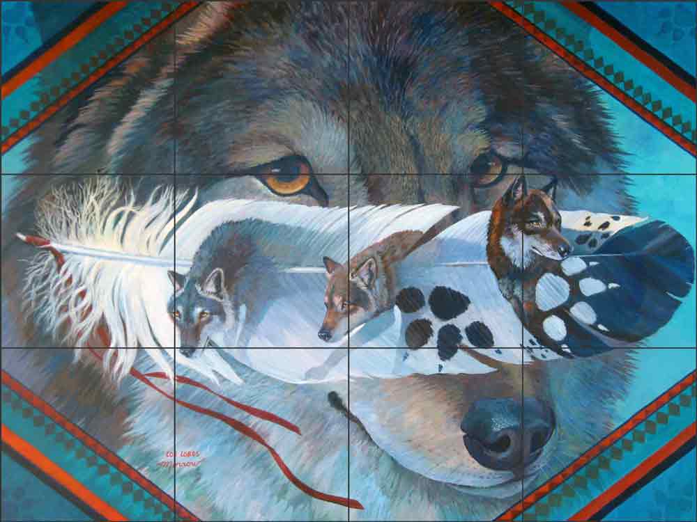 Los Lobos by Kathy Morrow Ceramic Tile Mural RW-KM012