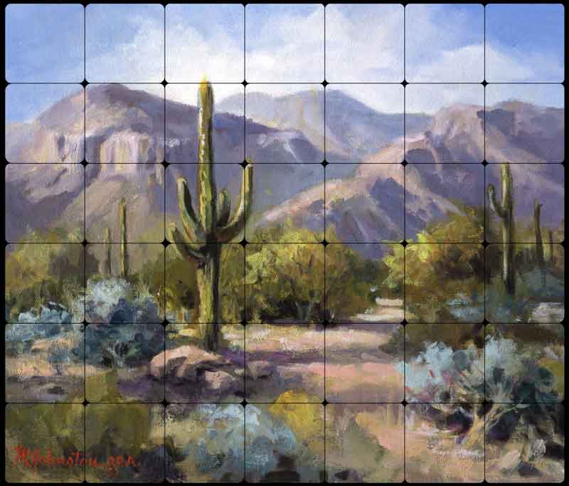 Johnston Southwest Landscape Tumbled Marble Tile Mural - RW-MJA003