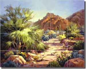 Johnston Desert Landscape Glass Tile Mural 30" x 24" - RW-MJA004