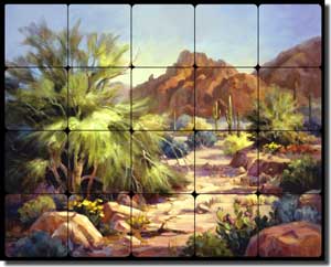 Johnston Southwest Landscape Tumbled Marble Tile Mural 20" x 16" - RW-MJA004