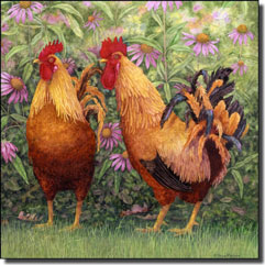 Matcham Roosters Ceramic Accent Tile 4.25" x 4.25" - RW-MM004AT