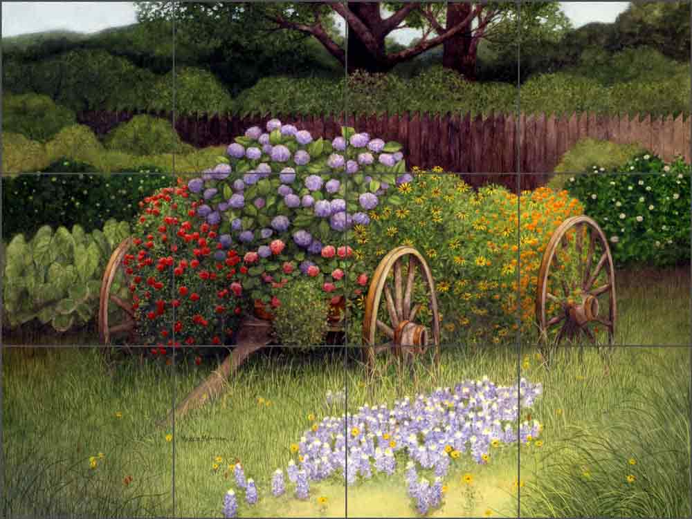 Flower Wagon by Marcia Matcham Ceramic Tile Mural RW-MM007