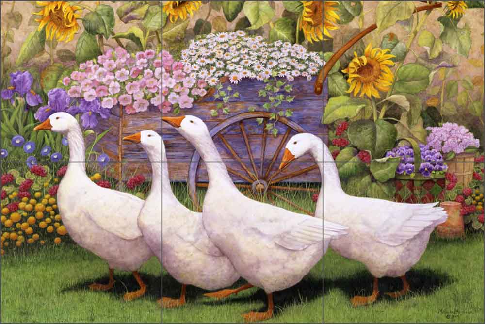 Garden March by Marcia Matcham Ceramic Tile Mural - RW-MM008