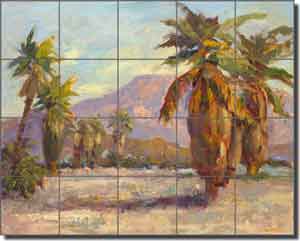Oleson Palm Landscape Glass Tile Mural 30" x 24" - RW-NO002