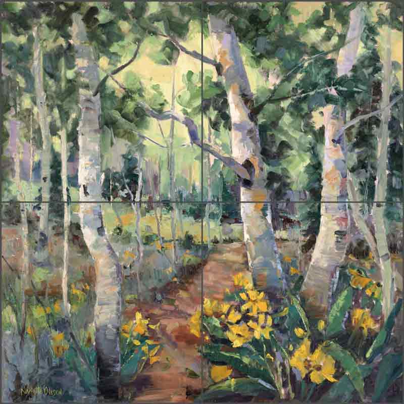 Summer Aspens by Nanette Oleson Ceramic Tile Mural RW-NO005