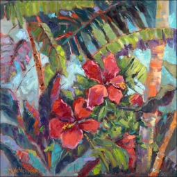 Tropical Hibiscus by Nanette Oleson  Ceramic Accent & Decor Tile RW-NO006AT