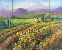 Fall Vineyard by Nanette Oleson Ceramic Tile Mural RW-NO007