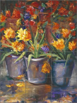 Flower Fiesta by Nanette Oleson Ceramic Tile Mural RW-NO008