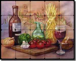 Hoyle Tuscan Kitchen Tumbled Marble Tile Mural 20" x 16" - RW-SH002