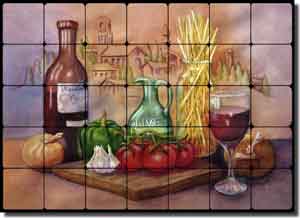 Hoyle Tuscan Kitchen Tumbled Marble Tile Mural 28" x 20" - RW-SH002