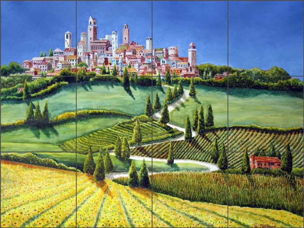 Tuscany Panorama by Sarah A. Hoyle Ceramic Tile Mural - RW-SH003