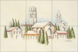 Tuscan Hill Town by Sarah Hoyle Ceramic Tile Mural - RW-SH012