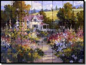 Songer Country Landscape Tumbled Marble Tile Mural 32" x 24" - RW-SSA003