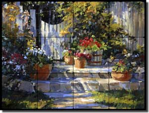Songer Country Landscape Tumbled Marble Tile Mural 24" x 18" - RW-SSA006
