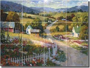 Songer Country Landscape Glass Wall & Floor Tile Mural 24" x 18" - RW-SSA008