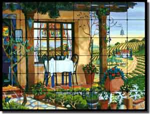 Altman Vineyard Cafe Tumbled Marble Tile Mural 32" x 24" - RWA002