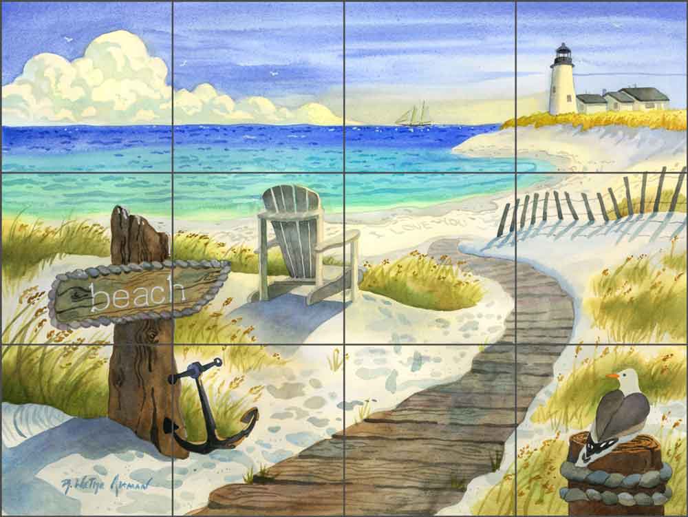 Boardwalk to the Lighthouse by Robin Wethe Altman Ceramic Tile Mural - RWA004