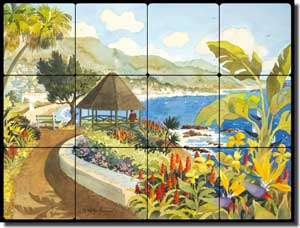 Altman Tropical Laguna Tumbled Marble Tile Mural 24" x 18" - RWA005