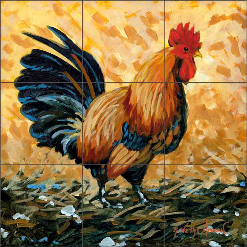 Rooster by Robin Wethe Altman Ceramic Tile Mural - RWA009