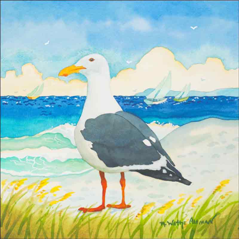 Seagull Alone by Robin Wethe Altman Ceramic Accent & Decor Tile RWA010AT