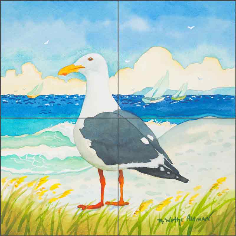 Seagull Alone by Robin Wethe Altman Ceramic Tile Mural RWA010