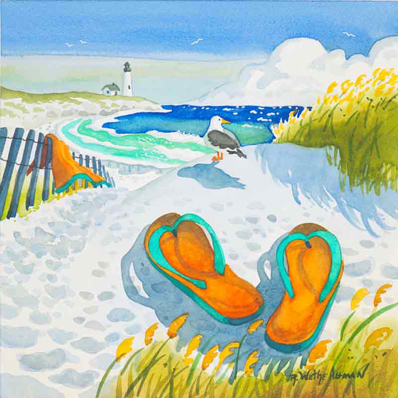 Seagull Flip Flops by Robin Wethe Altman Ceramic Accent & Decor Tile RWA012AT