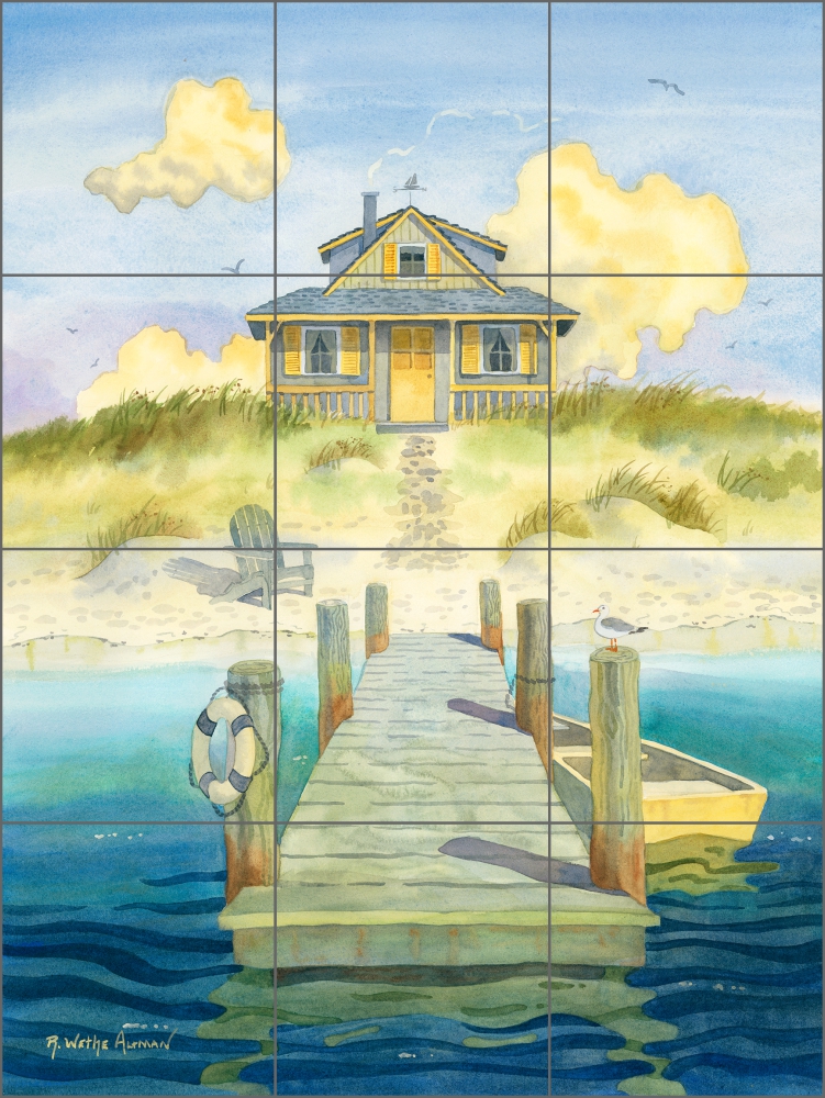 Sitting by the Dock by Robin Wethe Altman Ceramic Tile Mural - RWA013