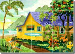 Altman Tropical Seascape Glass Tile Mural 42" x 30" - RWA018