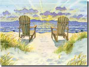 Altman Seascape Sunrise Glass Tile Mural 24" x 18" - RWA019