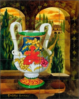 Colorful Vase by Robin Wethe Altman Ceramic Tile Mural RWA033