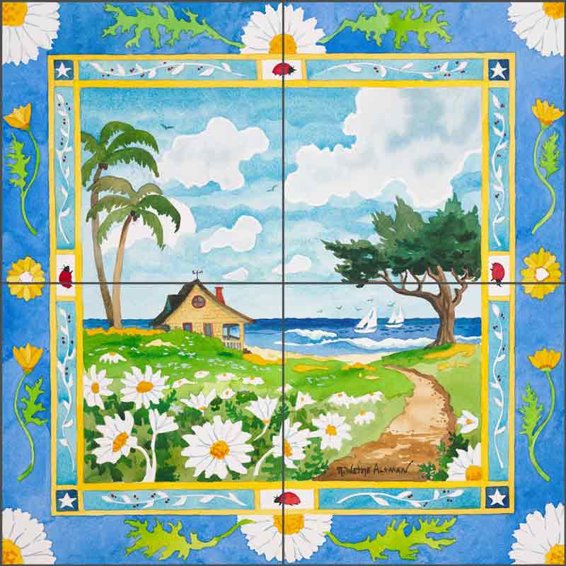 A Cottage by the Sea by Robin Wethe Altman Ceramic Tile Mural RWA037