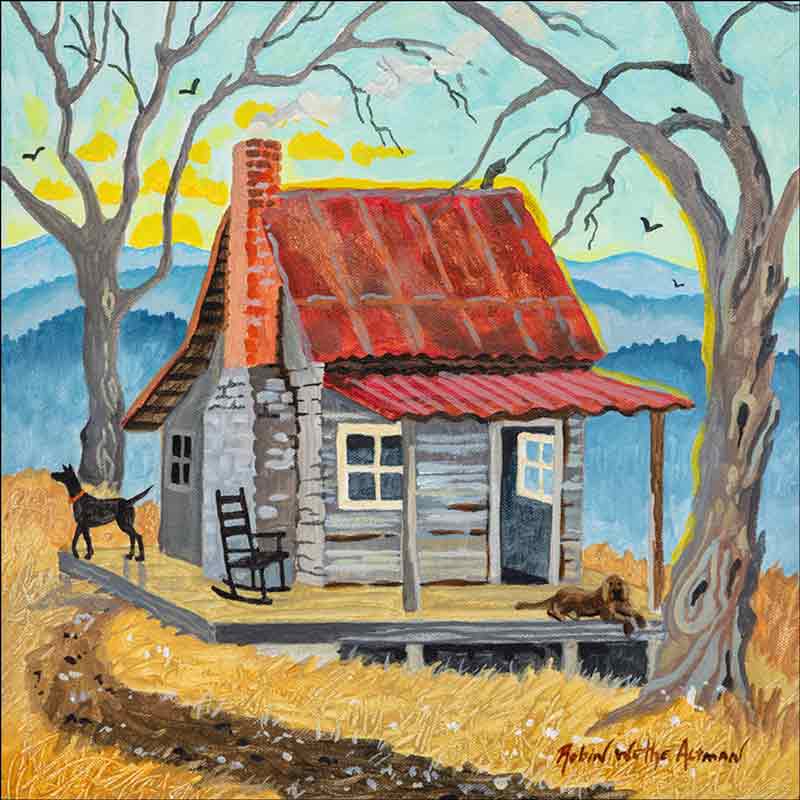 Appalachian Cabin Sunrise by Robin Wethe Altman Accent & Decor Tile RWA041AT