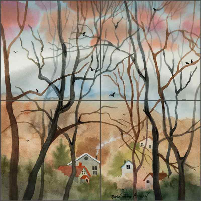 Asheville Winter Trees by Robin Wethe Altman Ceramic Tile Mural RWA043