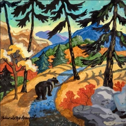 Bear on the Trail by Robin Wethe Altman Accent & Decor Tile RWA045AT