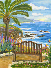 Bench at the Montage by Robin Wethe Altman Ceramic Tile Mural RWA047