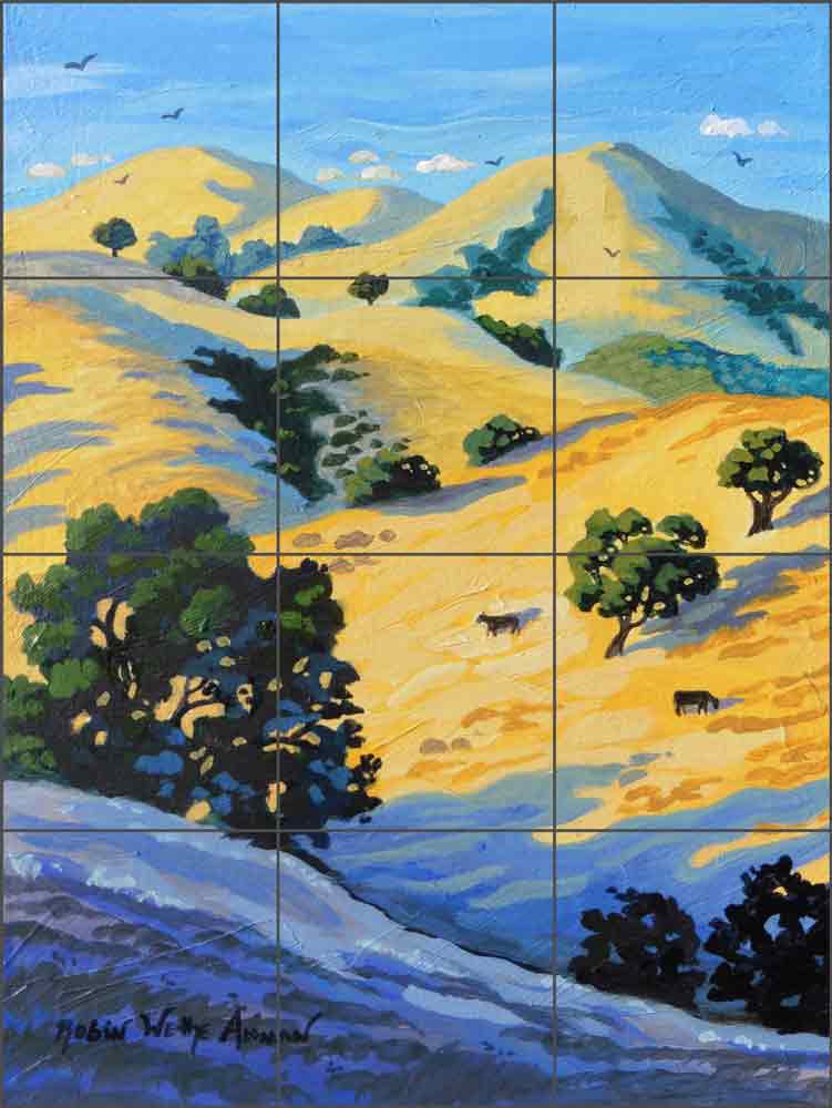 California Hills and Oaks by Robin Wethe Altman Ceramic Tile Mural RWA050