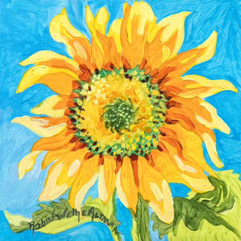 Einstein Sunflower by Robin Wethe Altman Accent & Decor Tile RWA055AT