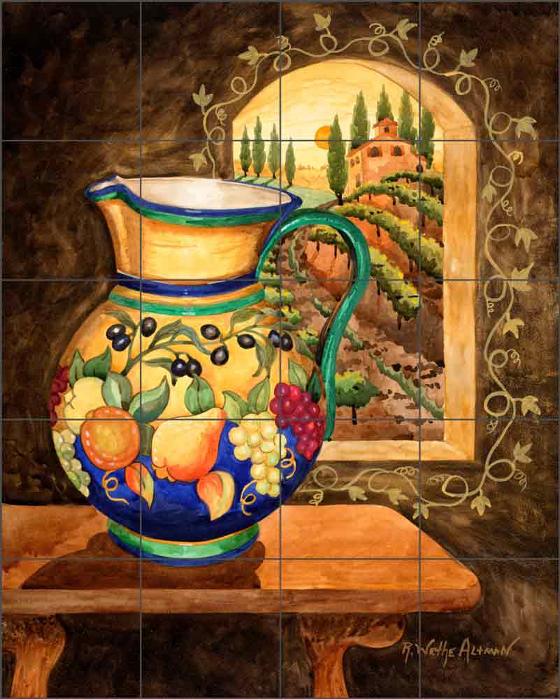 Earthtone Pitcher by Robin Wethe Altman Ceramic Tile Mural RWA058