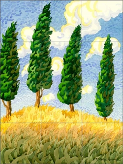 Trees on the Hill by Robin Wethe Altman Ceramic Tile Mural RWA059
