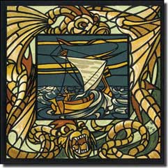 Sailboat Nautical Floor Accent Tile 8" x 8" - SGD078AT