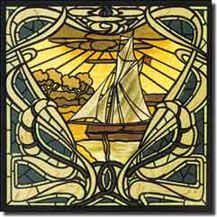 Sailboat Nautical Floor Accent Tile 8" x 8" - SGD080AT
