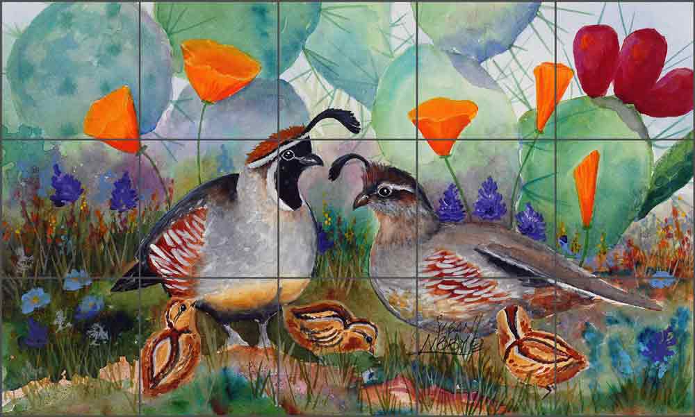 Spring Poppies by Susan Libby Ceramic Tile Mural SLA001