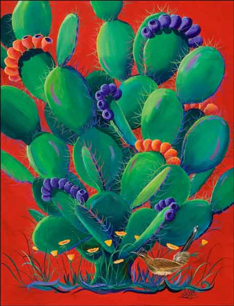 Prickly Bouquet by Susan Libby Ceramic Accent & Decor Tile - SLA003AT