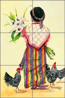 Market Day by Susan Libby Ceramic Tile Mural SLA011